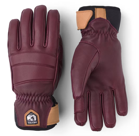 HESTRA Fall Line guanto da donna a 5 dita in pelle bordeaux