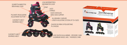 Nextreme Pattini a Rotelle e in Linea Regolabili 2 In 1 Reverse (34- 37) JR